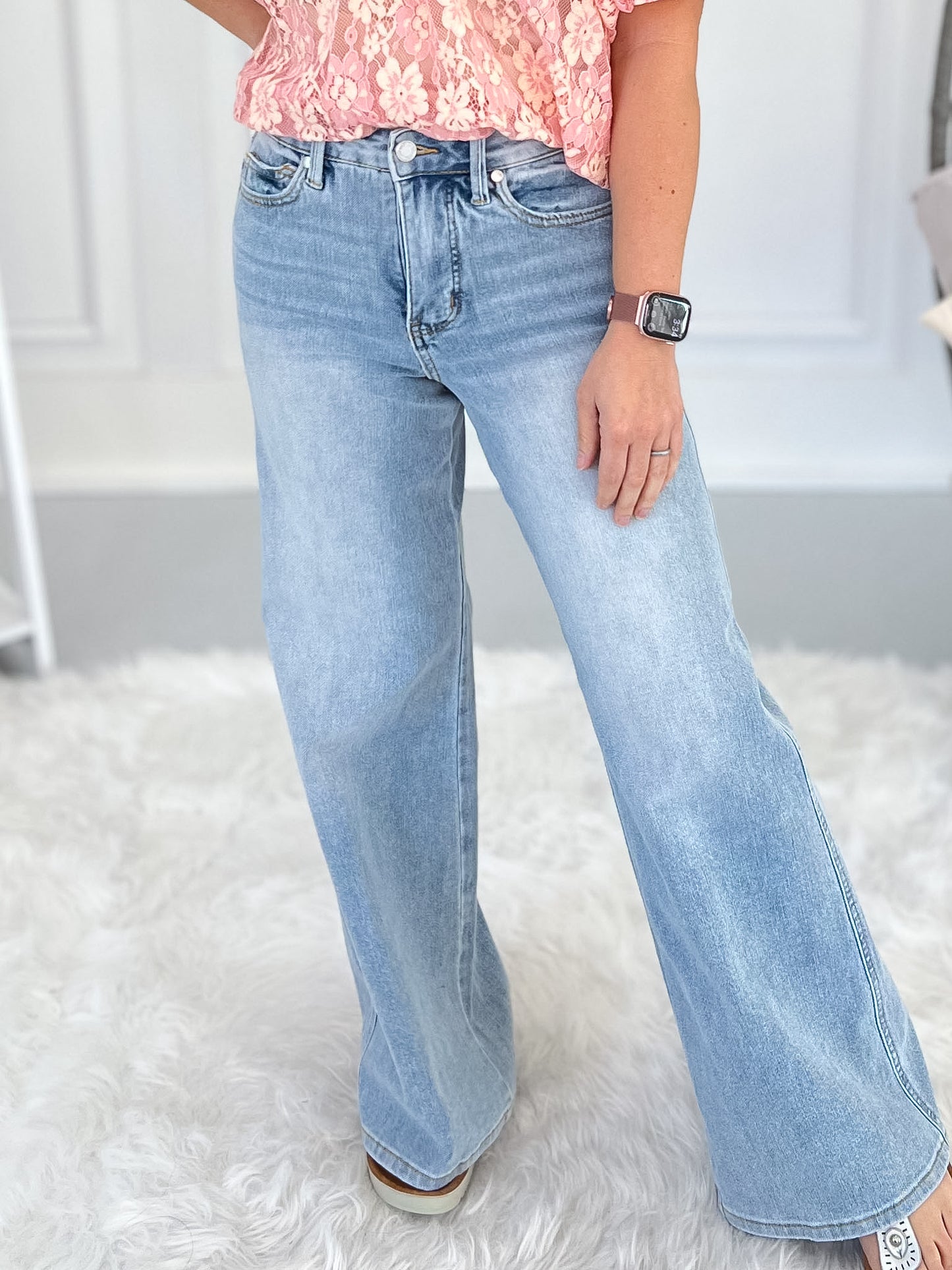 Short Notice - Judy Blue PETITE Tummy Control Retro Wide Leg Jean