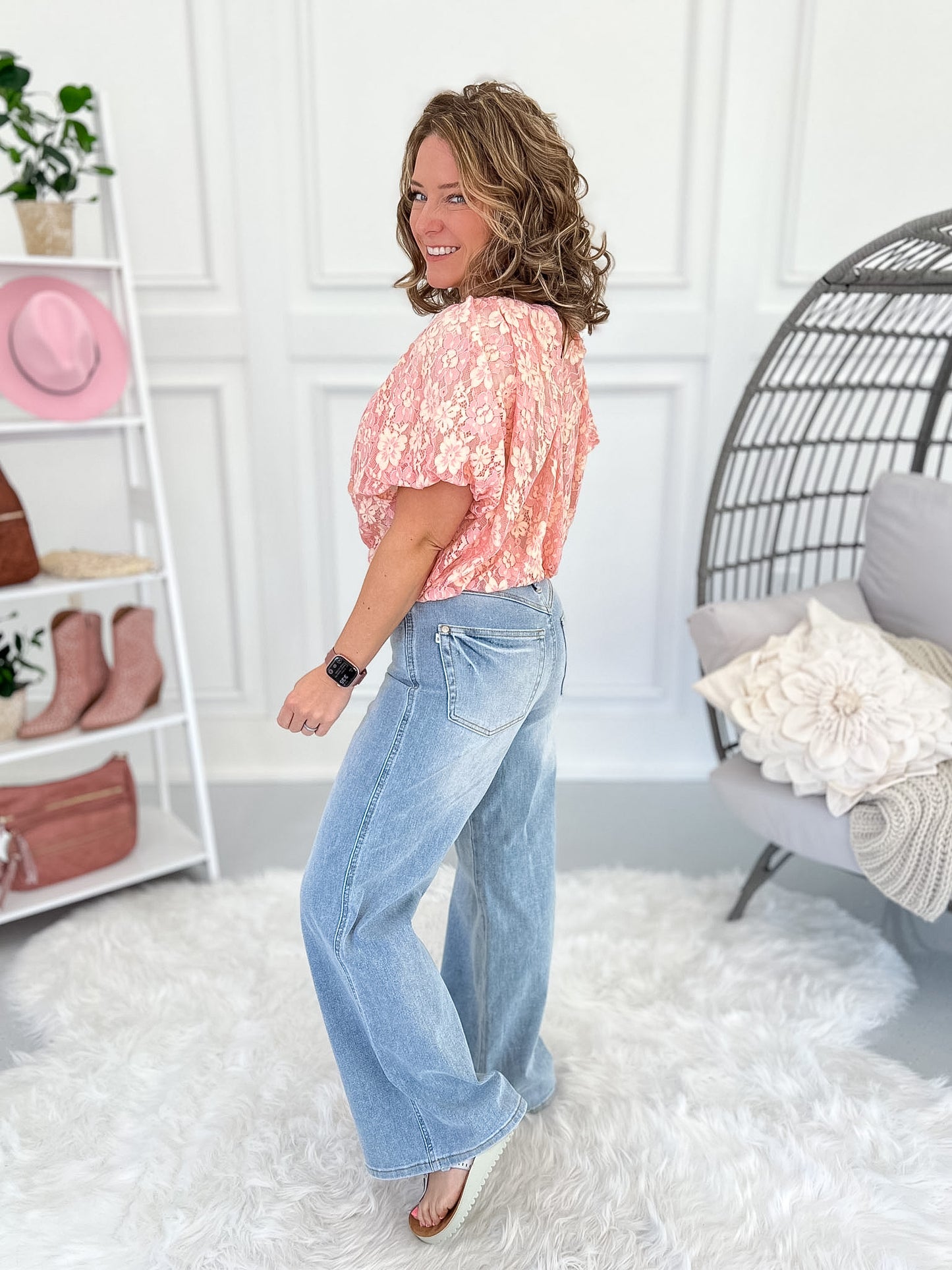 Short Notice - Judy Blue PETITE Tummy Control Retro Wide Leg Jean