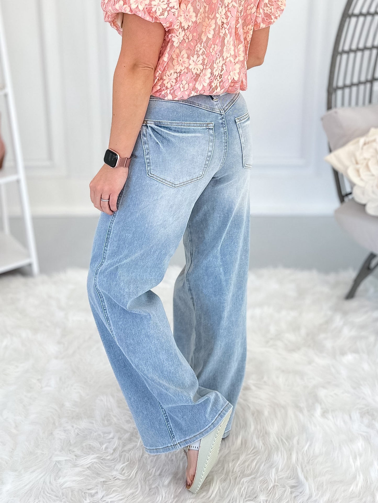 Short Notice - Judy Blue PETITE Tummy Control Retro Wide Leg Jean