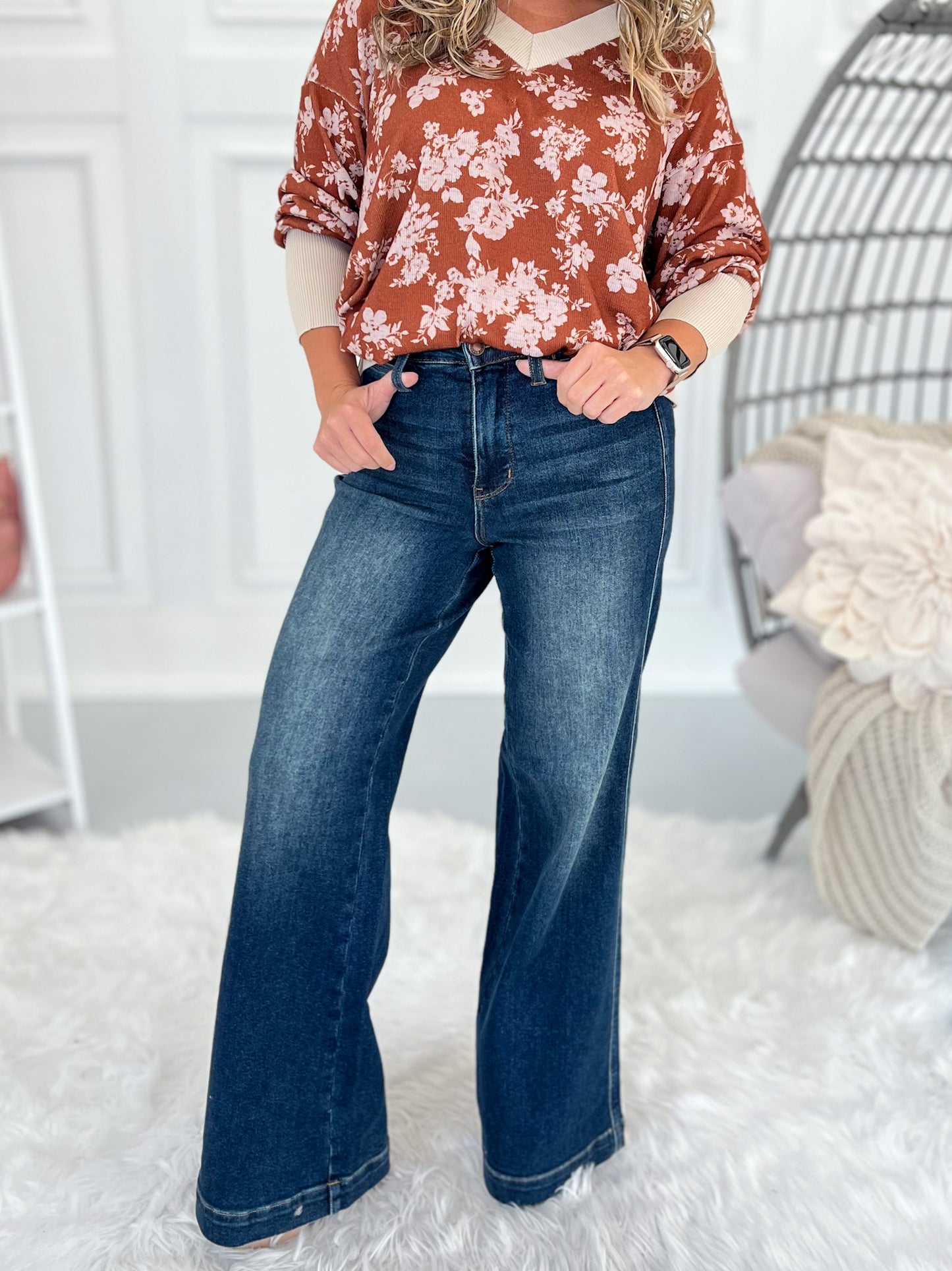 Easy Street - Judy Blue Tummy Control Retro Wide Leg Jean