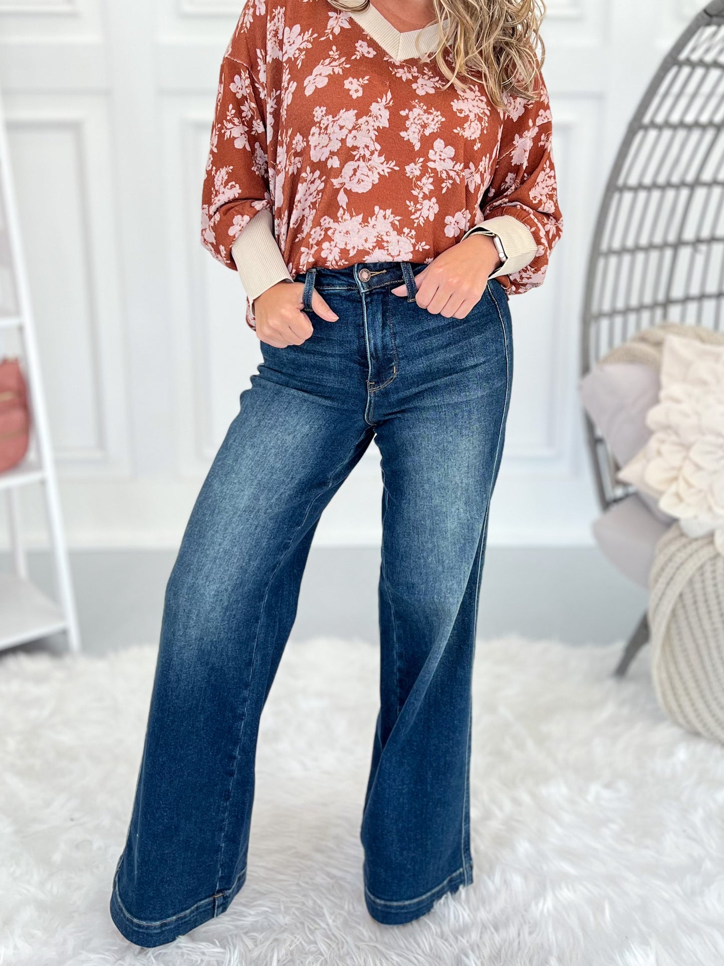Easy Street - Judy Blue Tummy Control Retro Wide Leg Jean