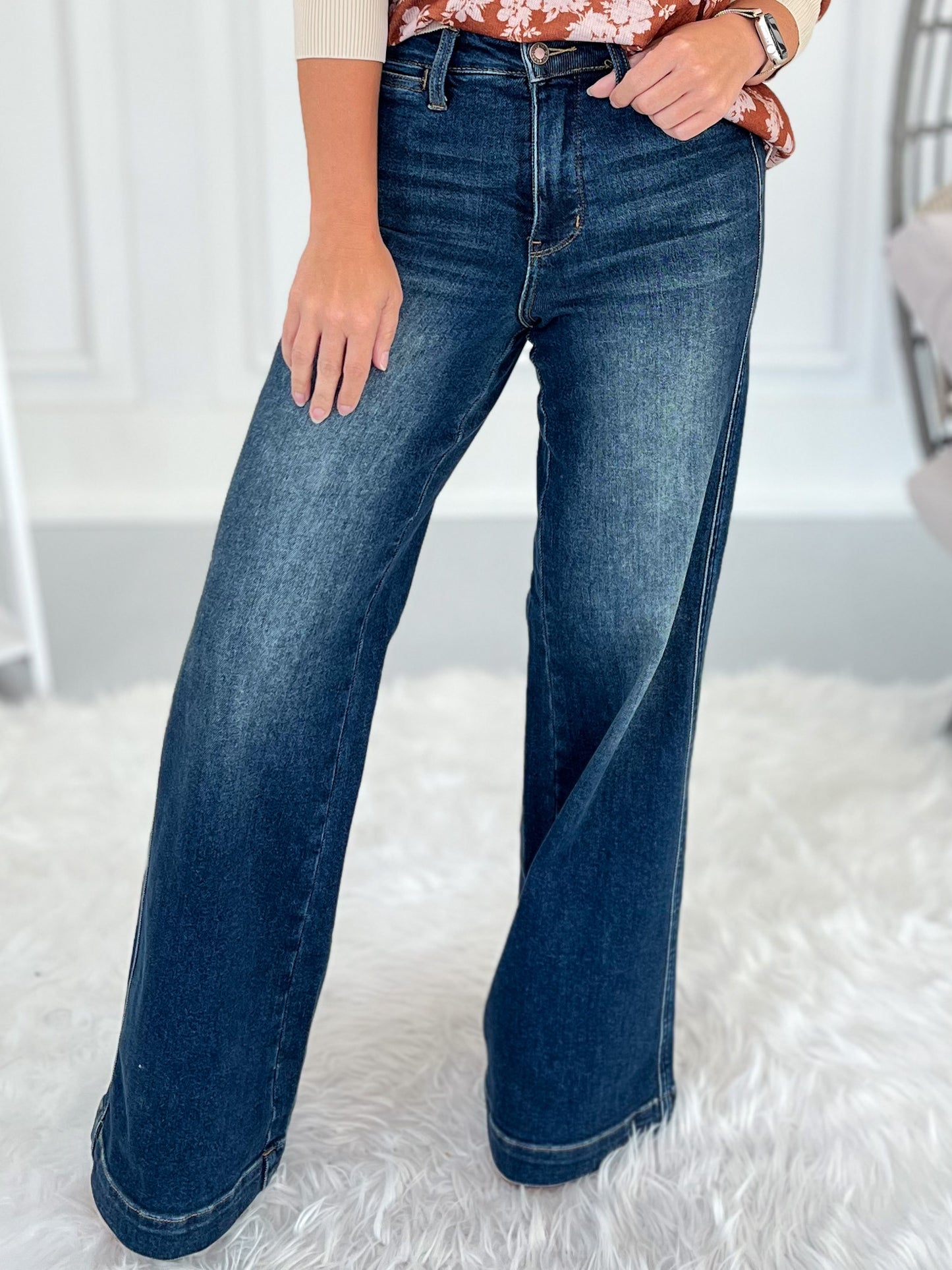 Easy Street - Judy Blue Tummy Control Retro Wide Leg Jean