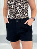 Double Take - Judy Blue Black Double Button Trouser Short