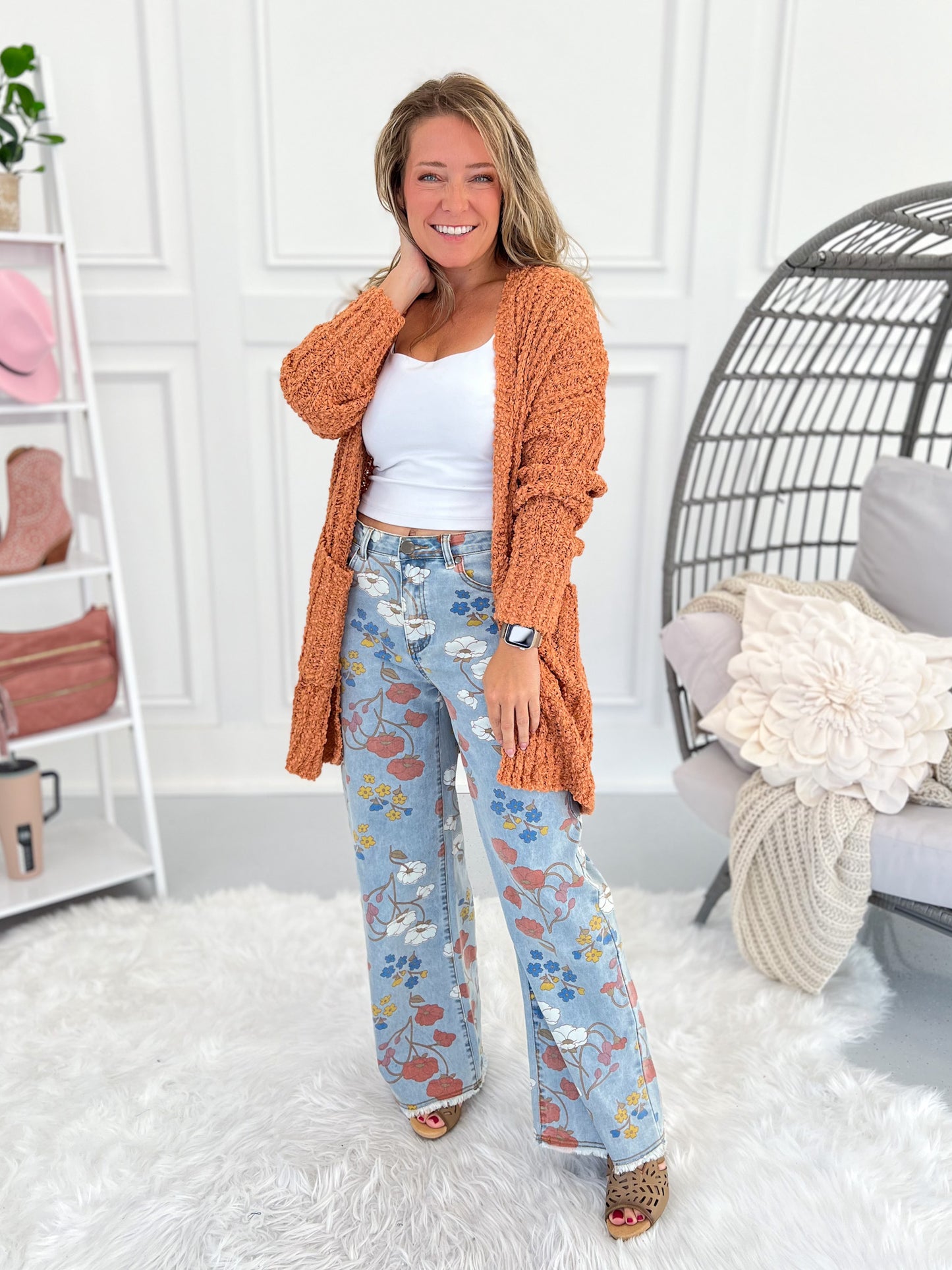 Stayed The Same Popcorn Crochet Cardigan