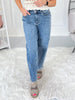 Full Steam Ahead - Judy Blue Yoke Detail Barrel Leg Jean