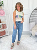 Full Steam Ahead - Judy Blue Yoke Detail Barrel Leg Jean