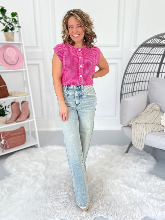New Angle - Judy Blue Sculpted Seam Column Straight Leg Jean