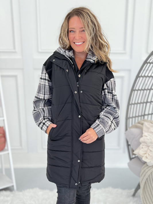 Harlow Long Vest - Black