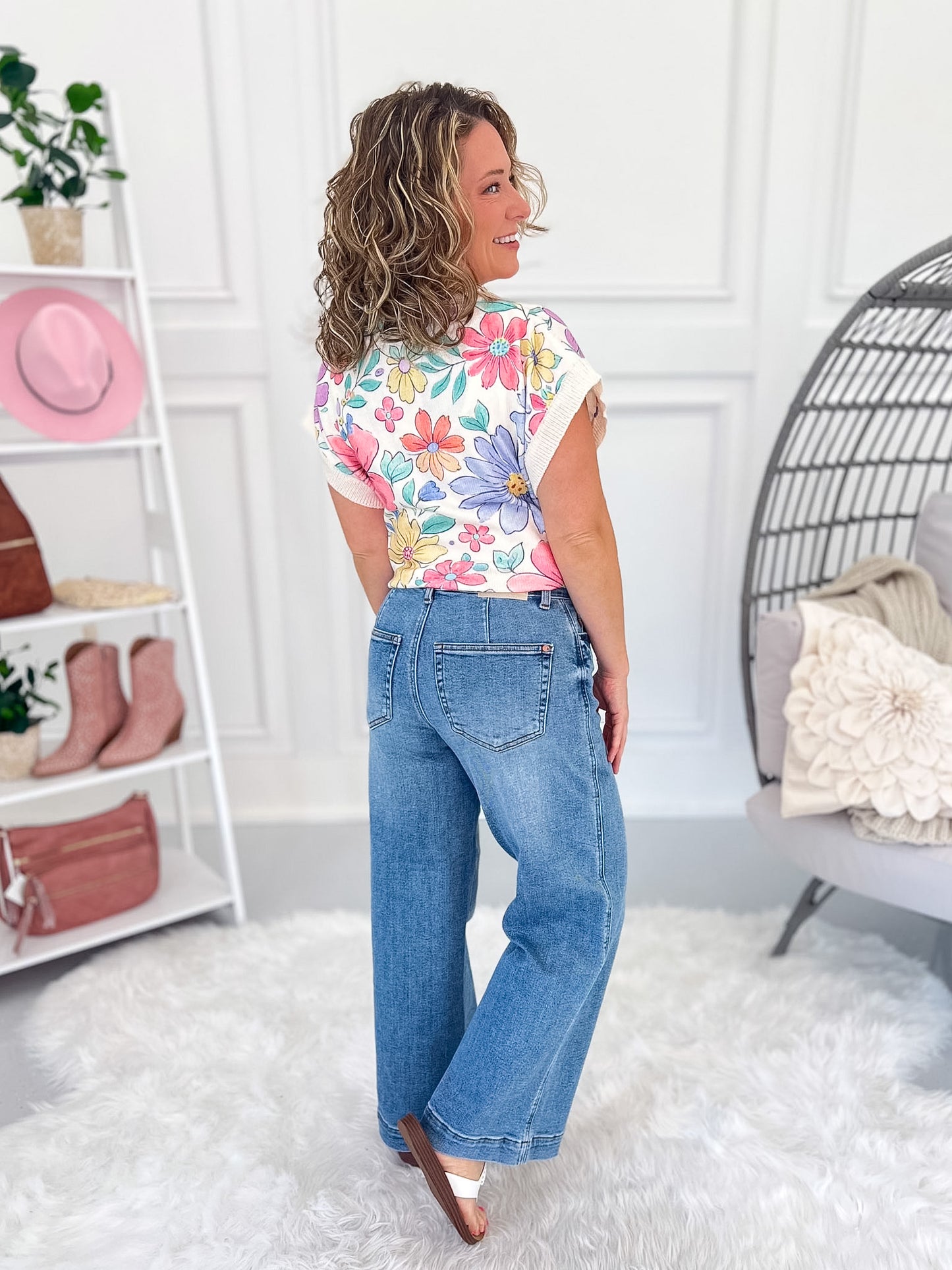 Tie One On - Judy Blue Ankle Wide Leg Jean with Bandana Loop