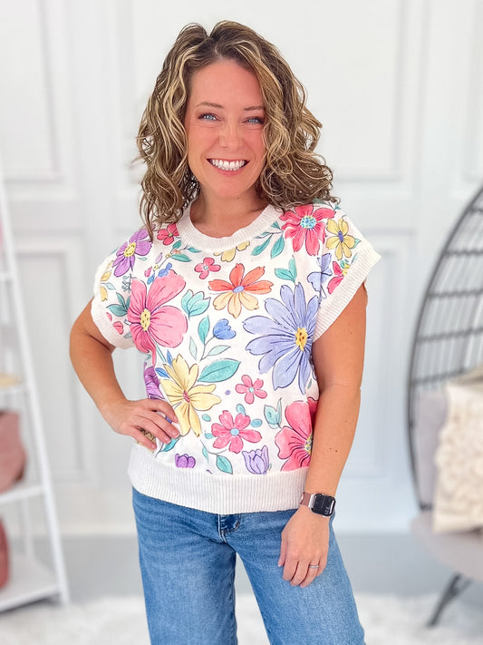 Painted Petals Knit Top