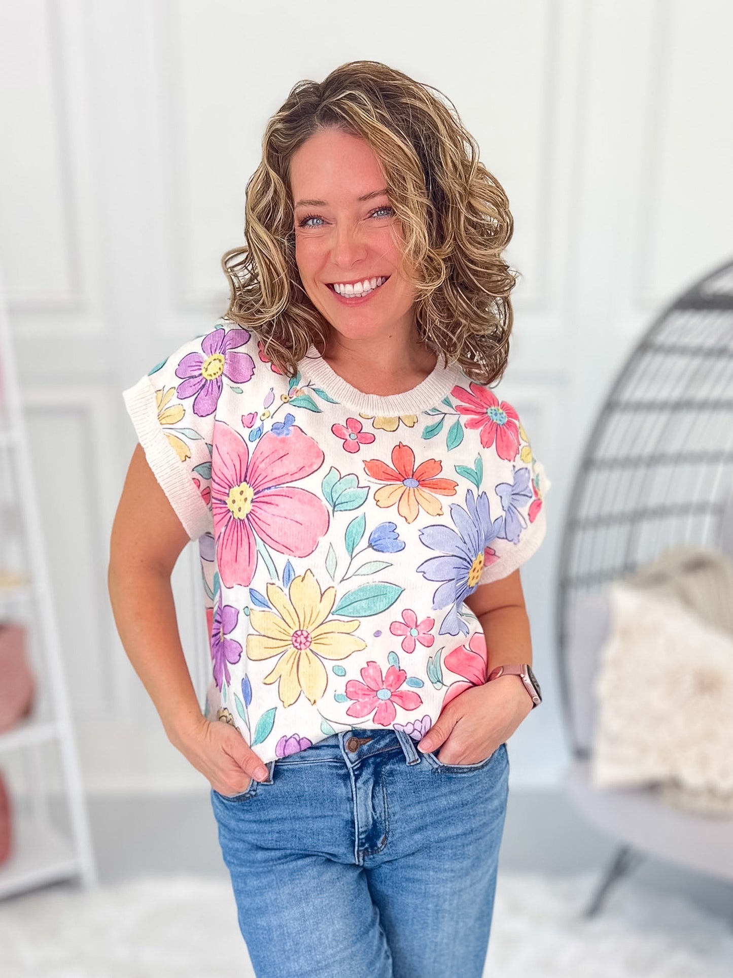 Painted Petals Knit Top