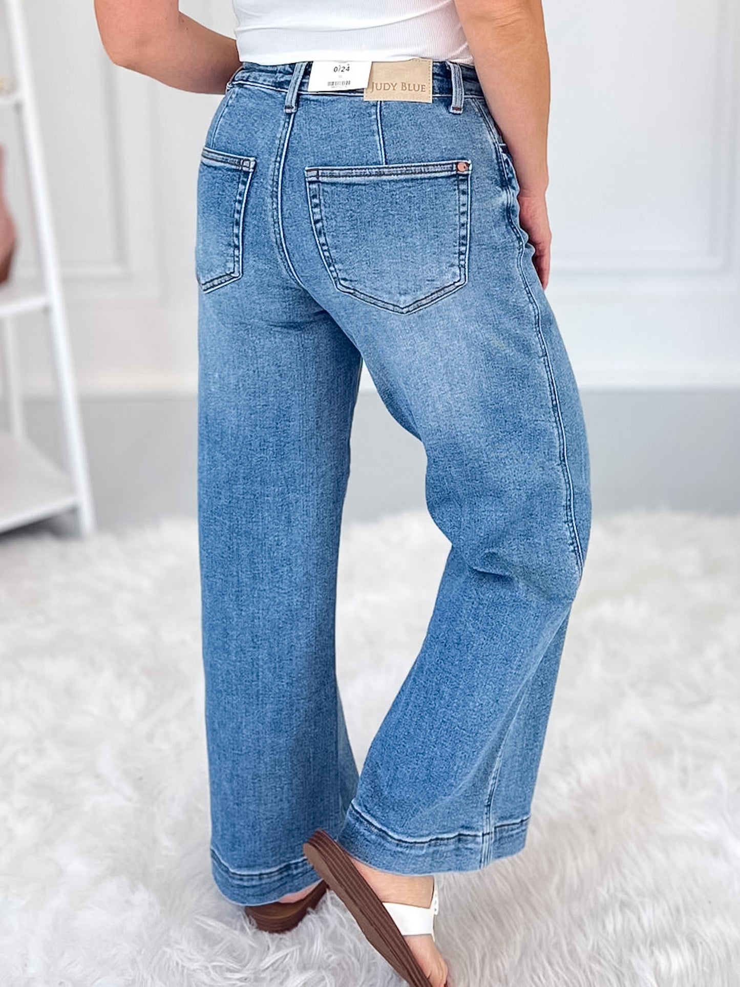 Tie One On - Judy Blue Ankle Wide Leg Jean with Bandana Loop