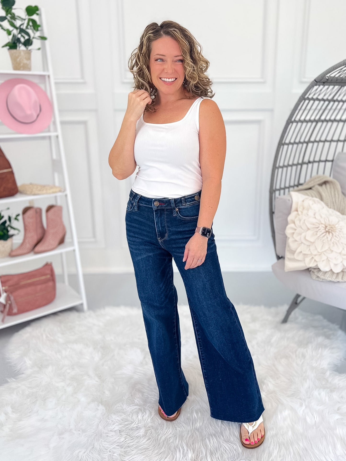 Unfinished Business - Judy Blue PETITE Retro Wide with Adjustable Waistband