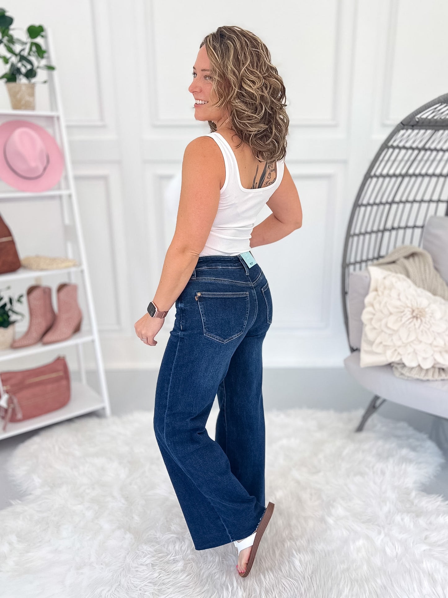 Unfinished Business - Judy Blue PETITE Retro Wide with Adjustable Waistband