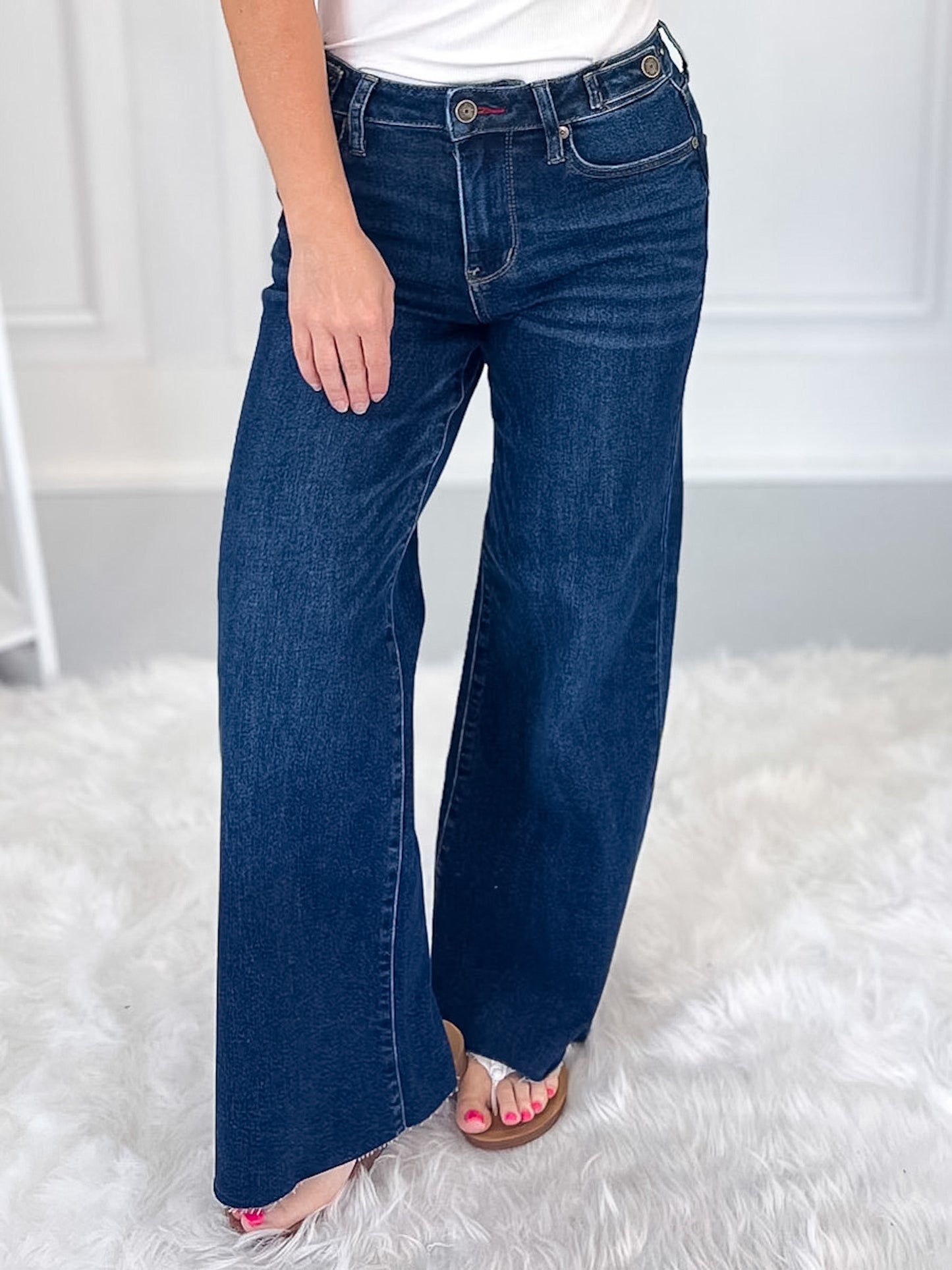 Unfinished Business - Judy Blue PETITE Retro Wide with Adjustable Waistband