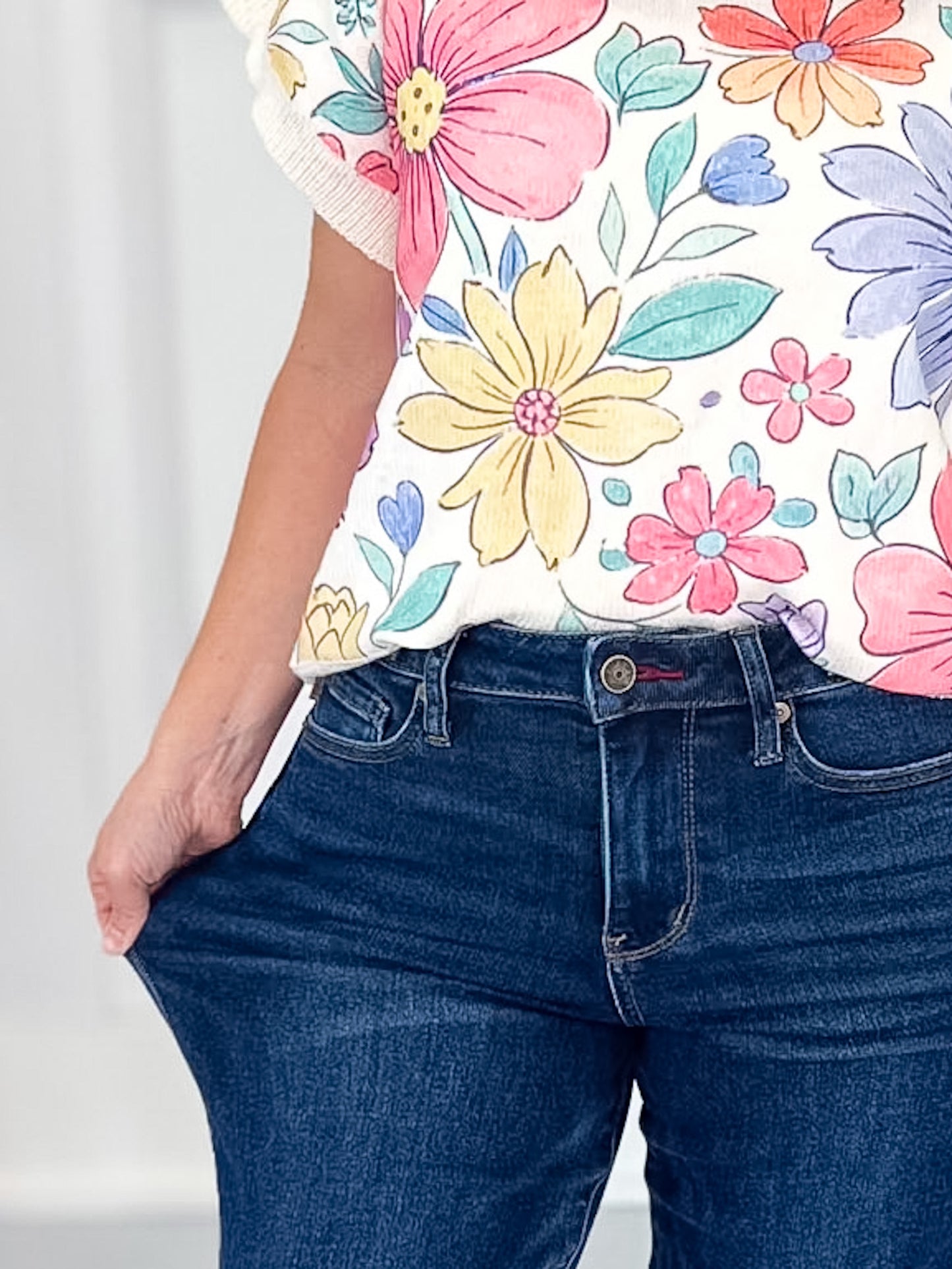 Unfinished Business - Judy Blue PETITE Retro Wide with Adjustable Waistband