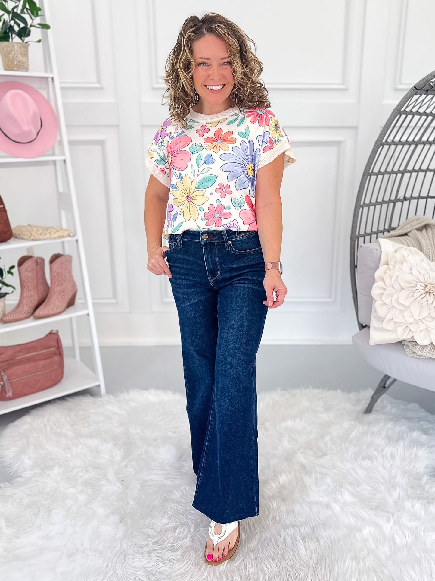 Unfinished Business - Judy Blue PETITE Retro Wide with Adjustable Waistband