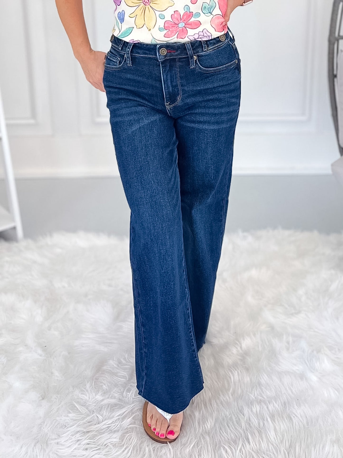 Unfinished Business - Judy Blue PETITE Retro Wide with Adjustable Waistband