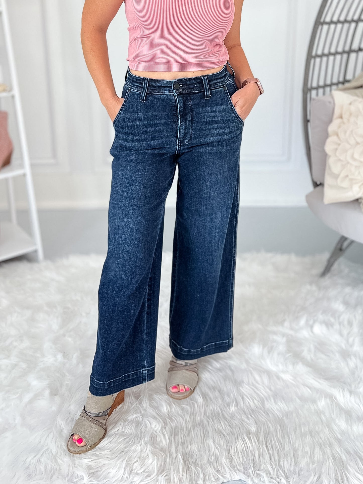 Say Less - Judy Blue Trouser Ankle Wide Leg Jean