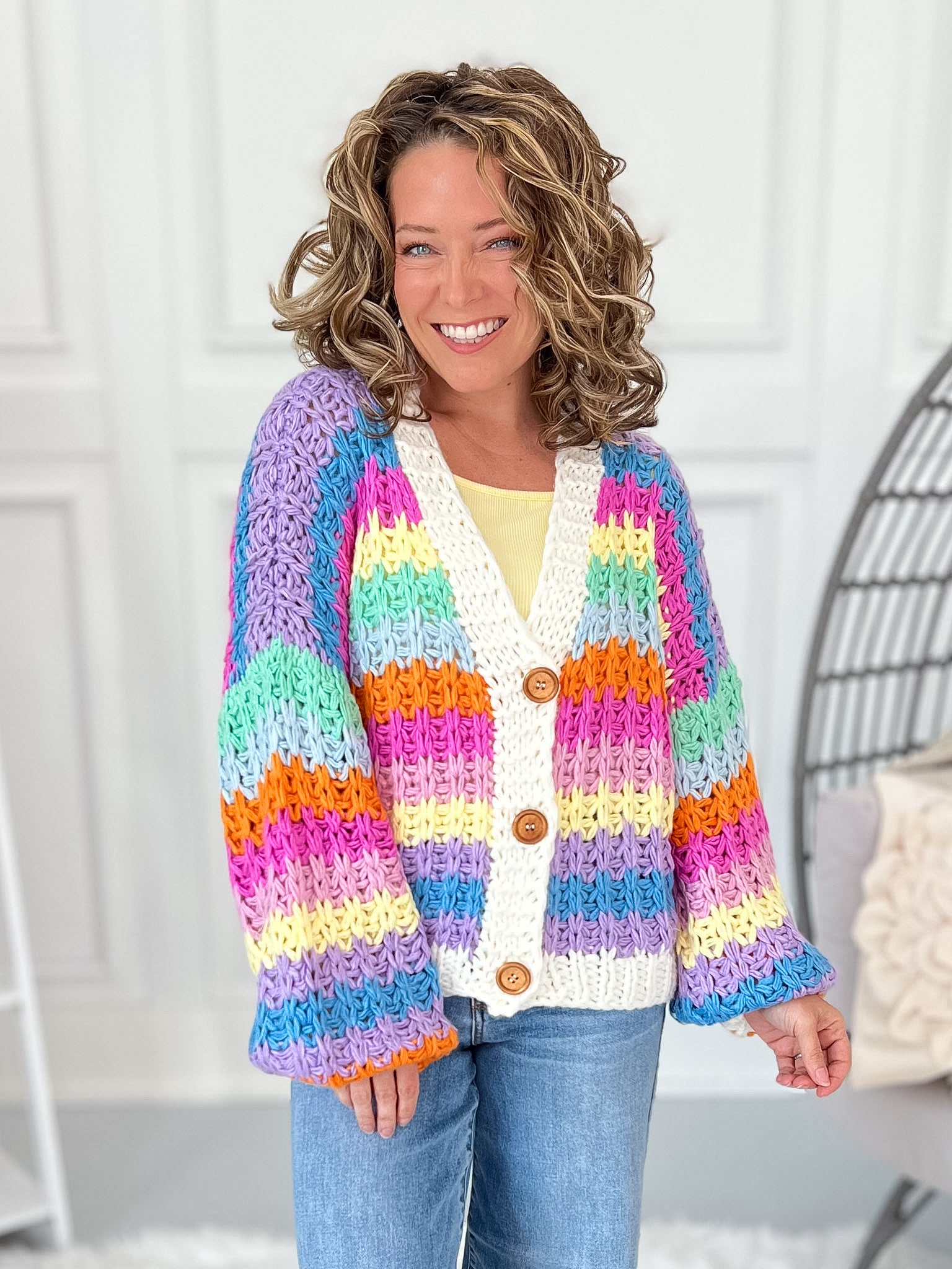 トップス rainbow cardigan Chasing Rainbows Knit Cardigan – Resort to Style
