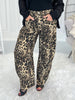 Paws Off Barrel Leg Leopard Print Jean