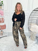 Paws Off Barrel Leg Leopard Print Jean