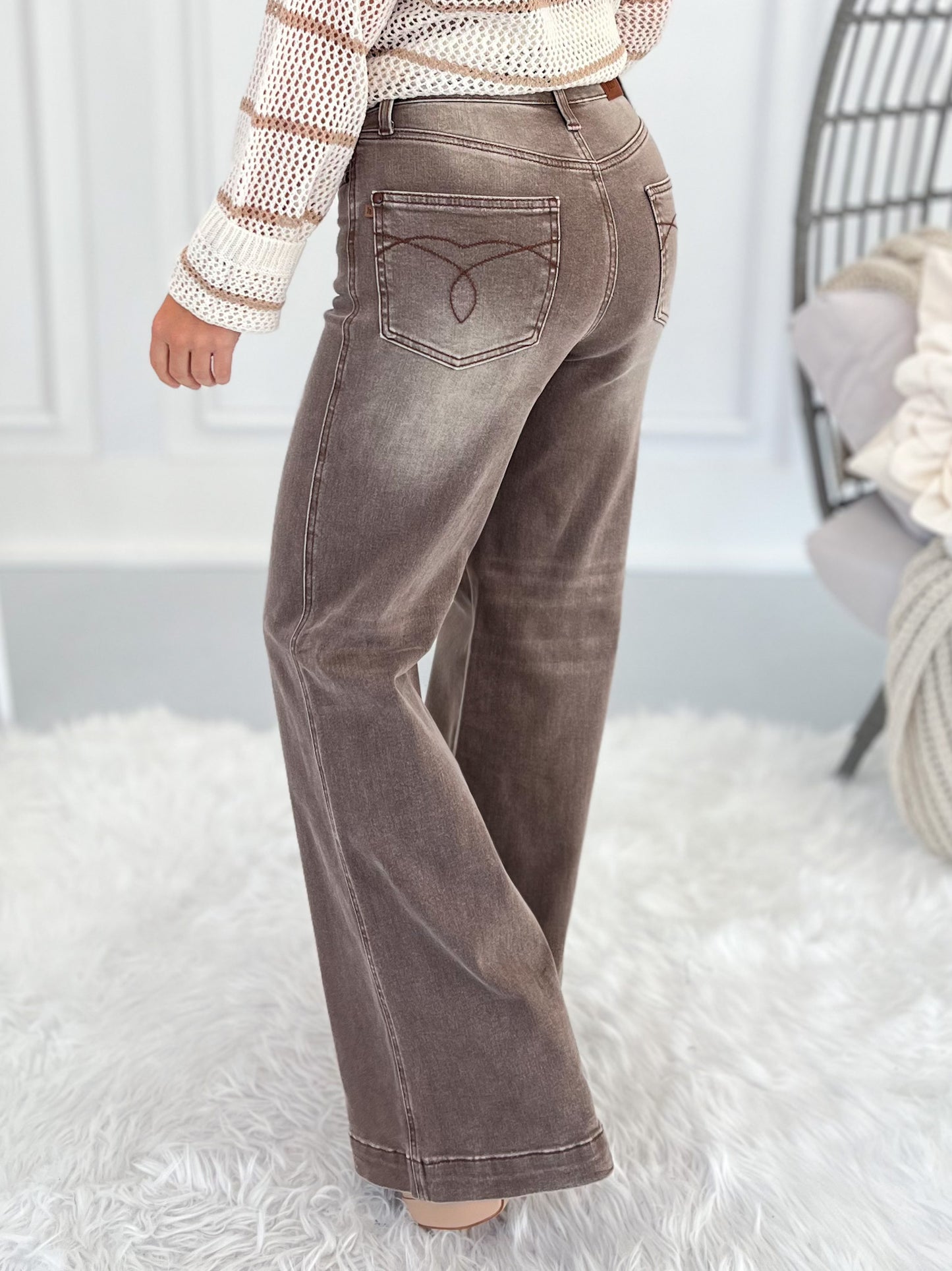 Time Traveler - Judy Blue Clay Yarn Dyed Retro Wide Leg Jean