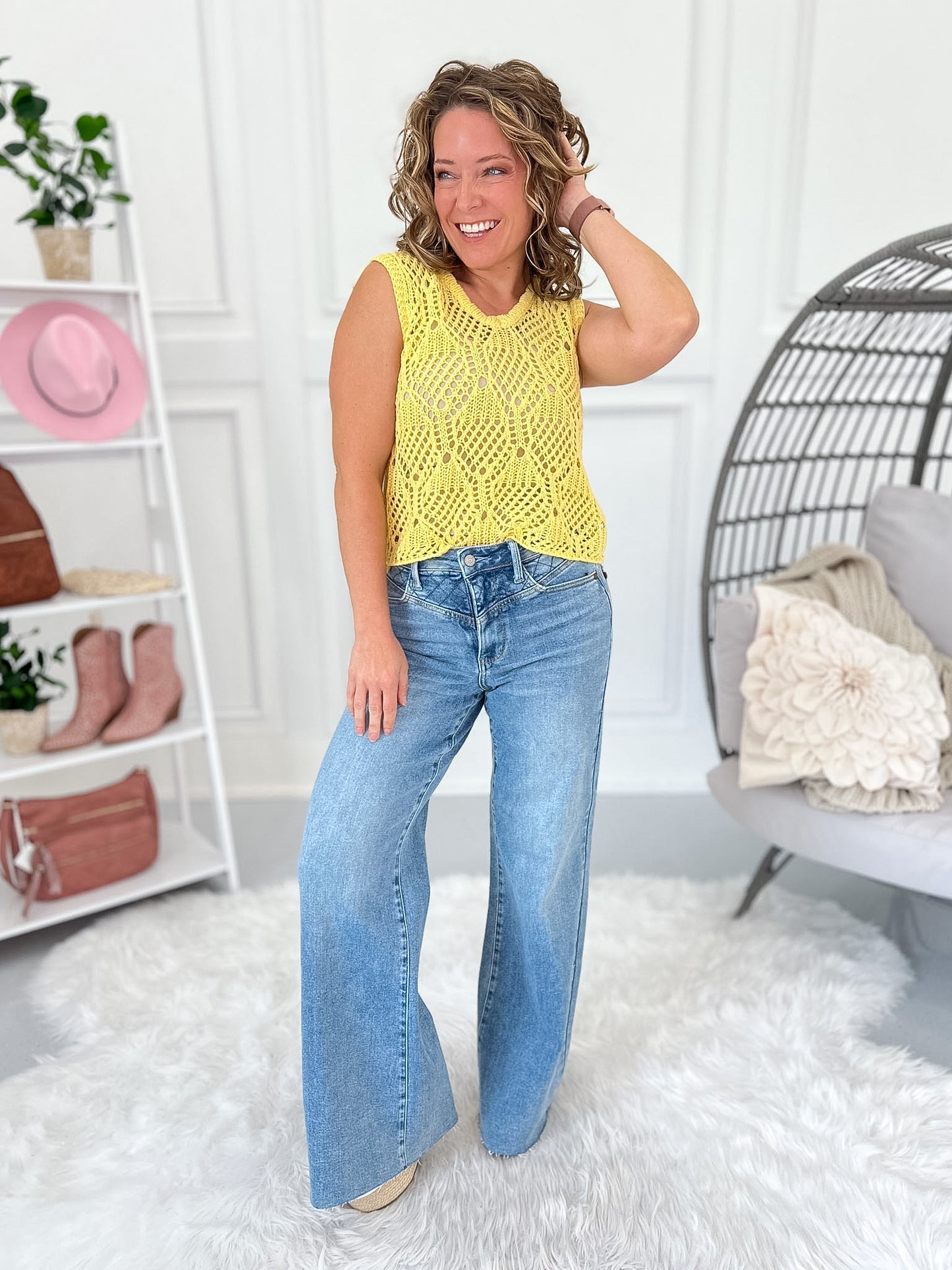 Raw Talent - Judy Blue Yoke Detail Retro Wide Leg Jean