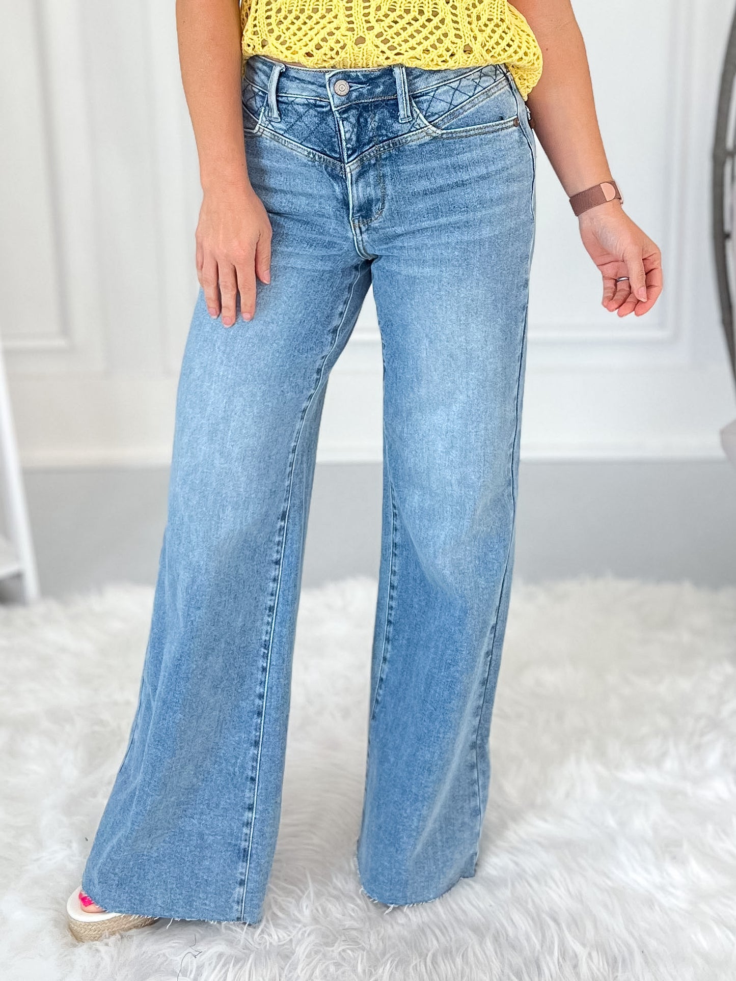 Raw Talent - Judy Blue Yoke Detail Retro Wide Leg Jean