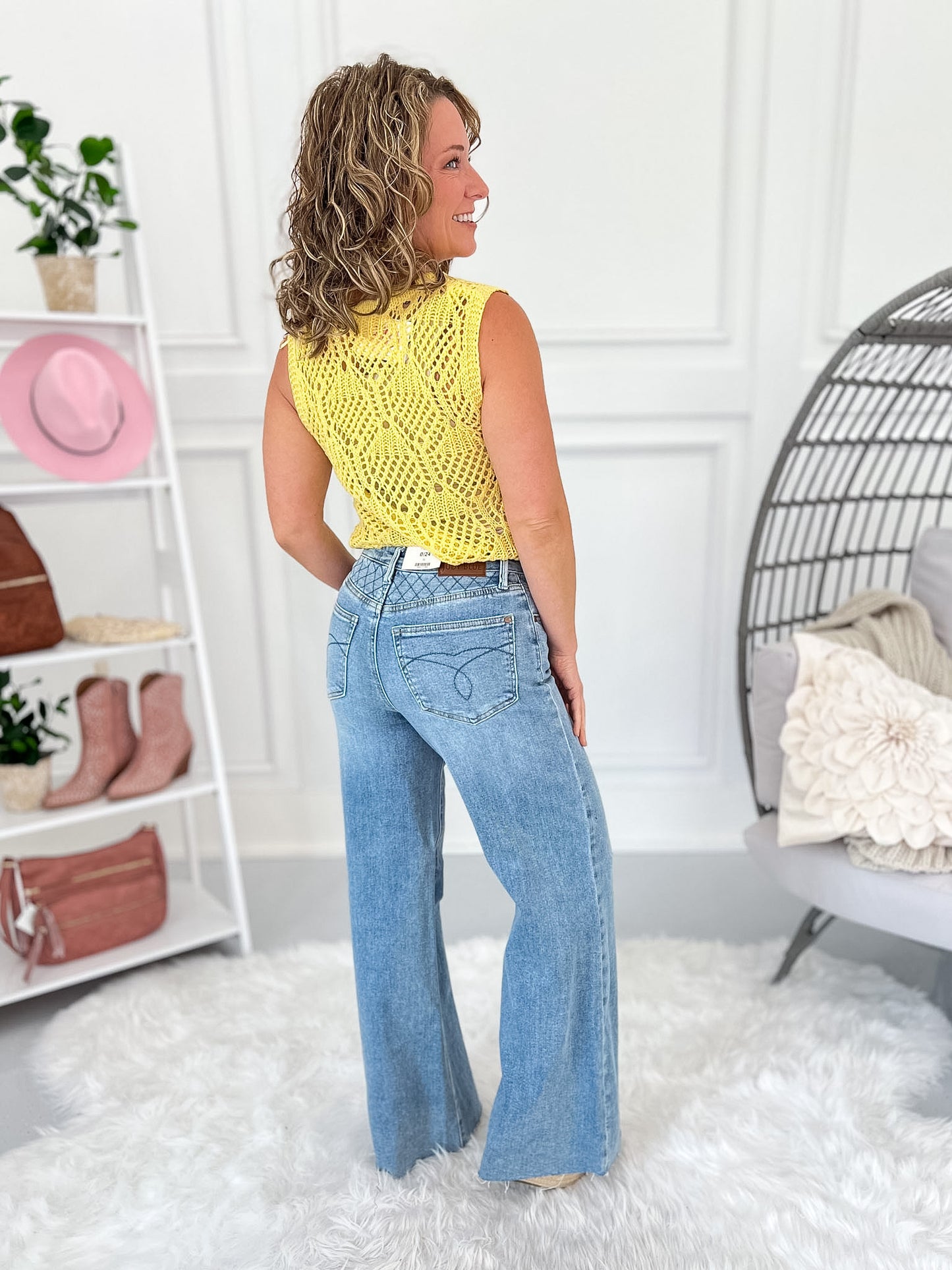 Raw Talent - Judy Blue Yoke Detail Retro Wide Leg Jean