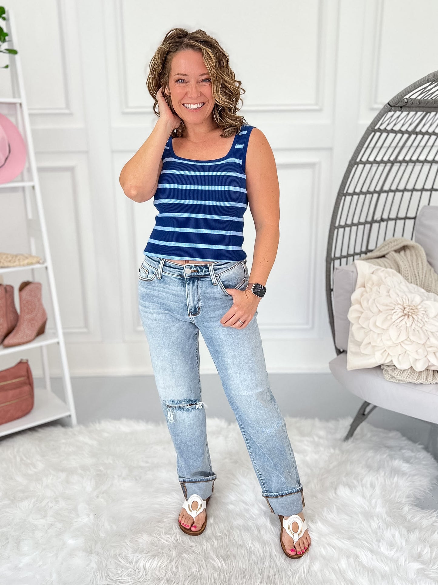 Loop Me In - Judy Blue Boyfriend Jean with Bandana Loop
