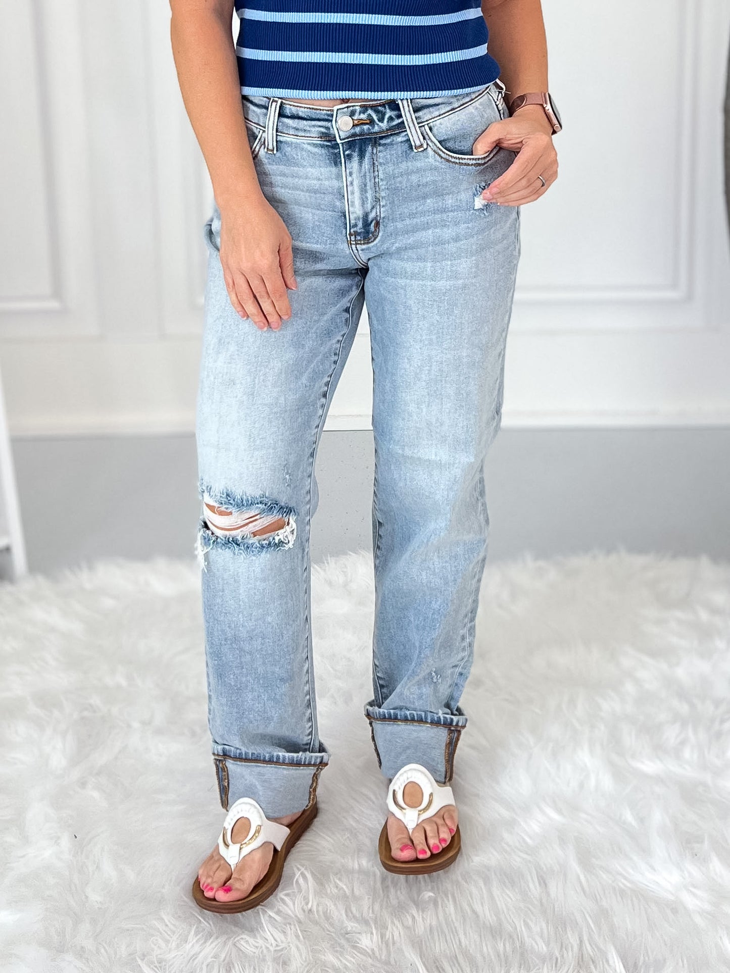 Loop Me In - Judy Blue Boyfriend Jean with Bandana Loop