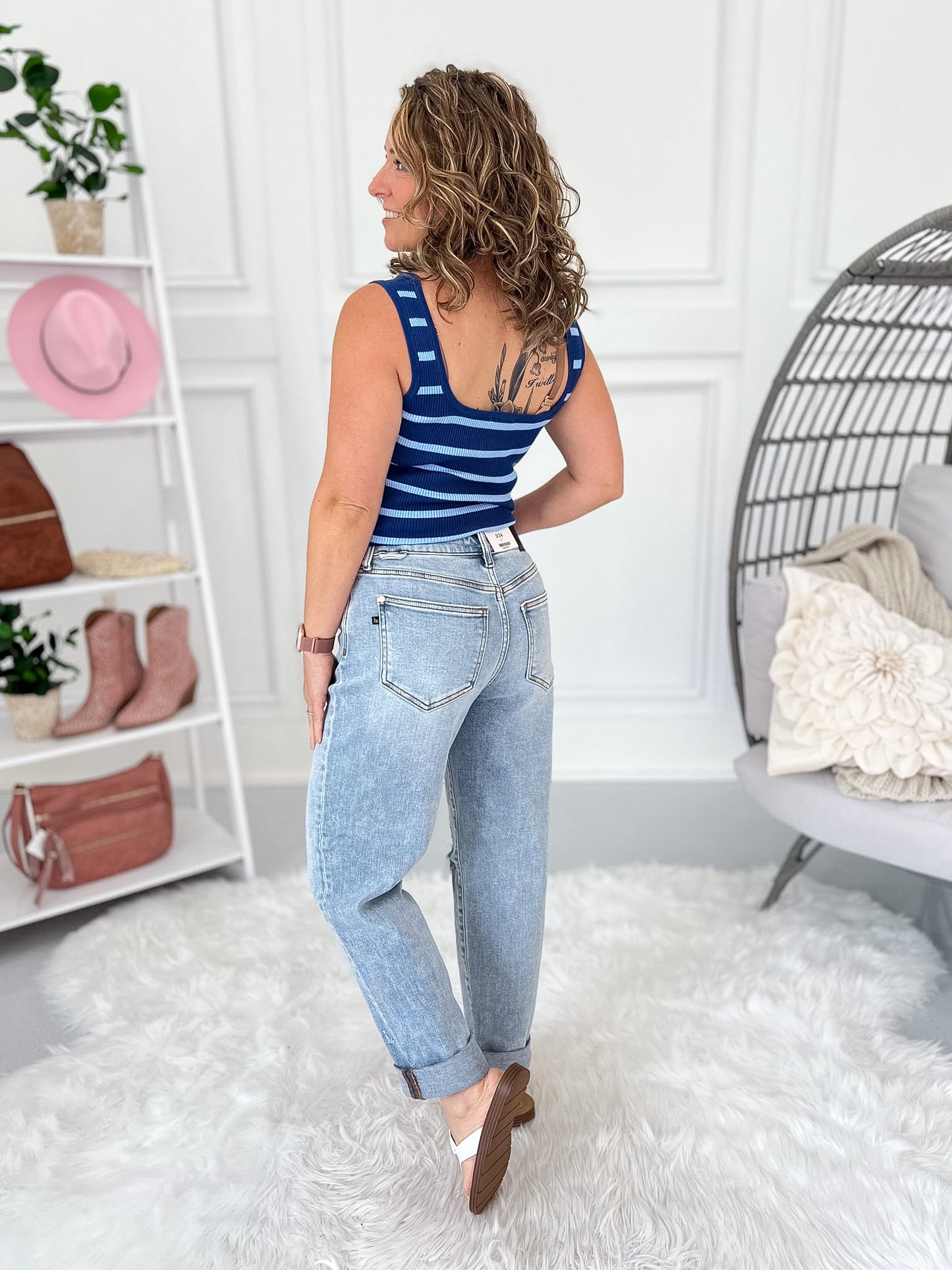 Loop Me In - Judy Blue Boyfriend Jean with Bandana Loop