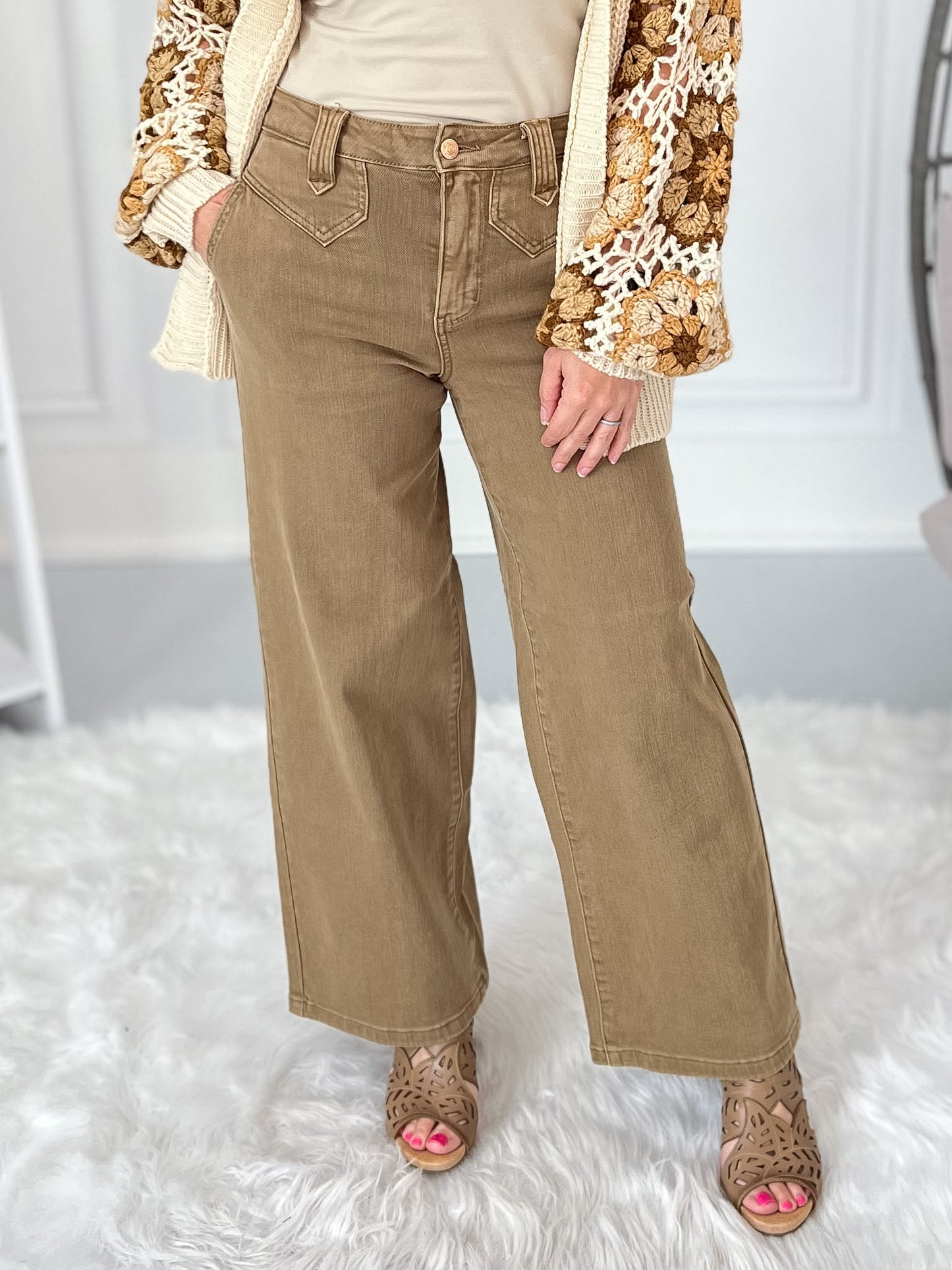 Golden Hour - Judy Blue Vintage Yoke Ankle Wide Leg Jean
