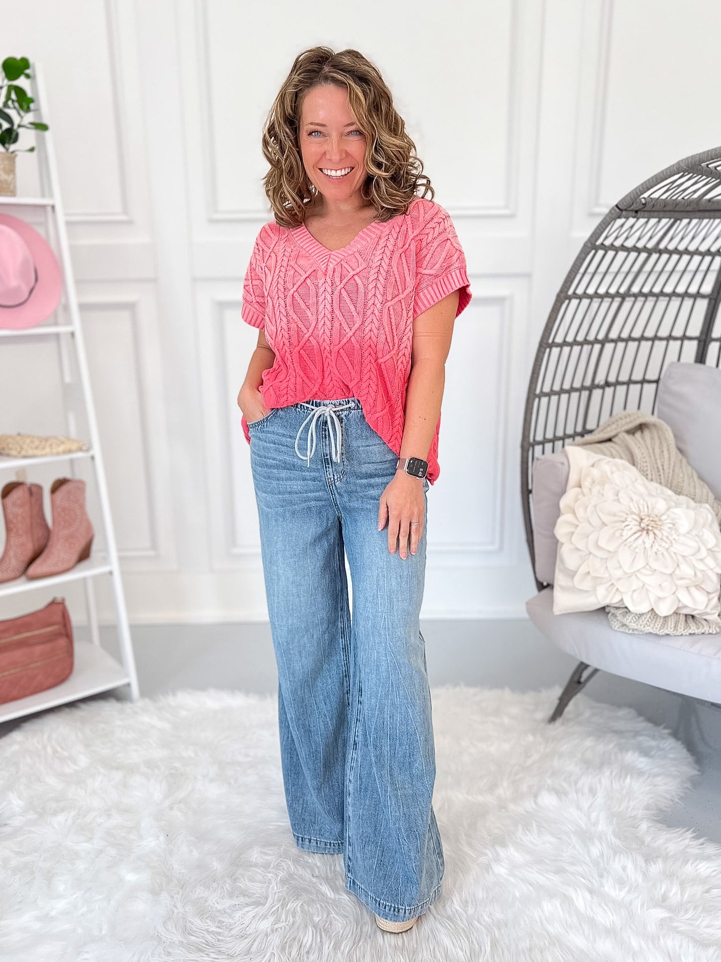 Sea Breeze - Judy Blue Featherweight Palazzo Jean