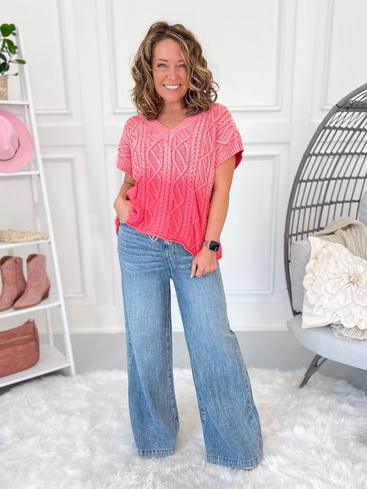 Sea Breeze - Judy Blue Featherweight Palazzo Jean