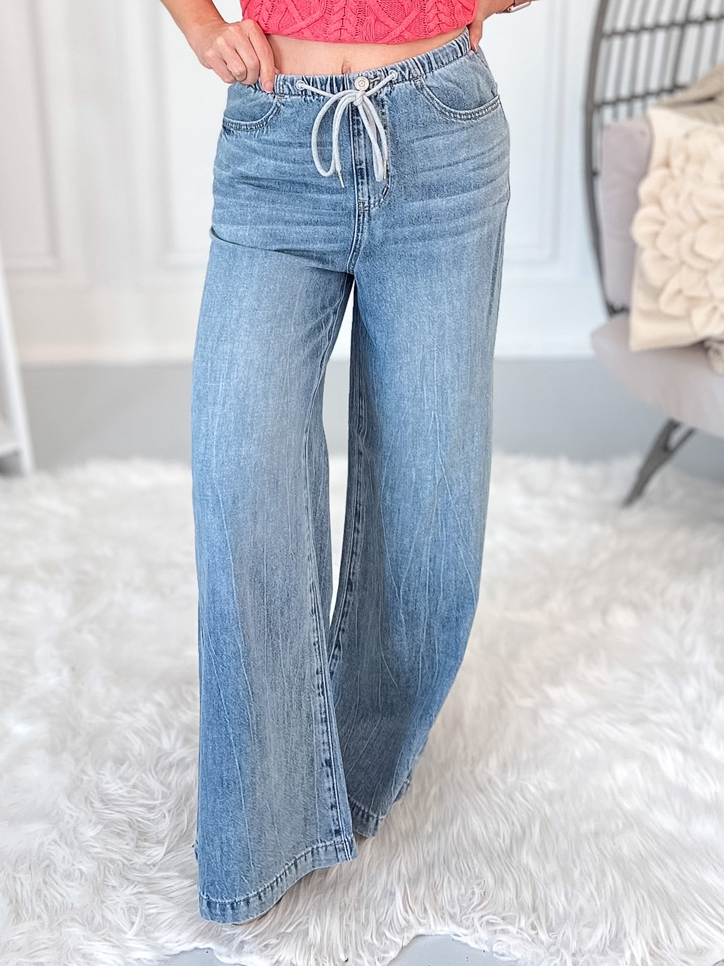 Sea Breeze - Judy Blue Featherweight Palazzo Jean