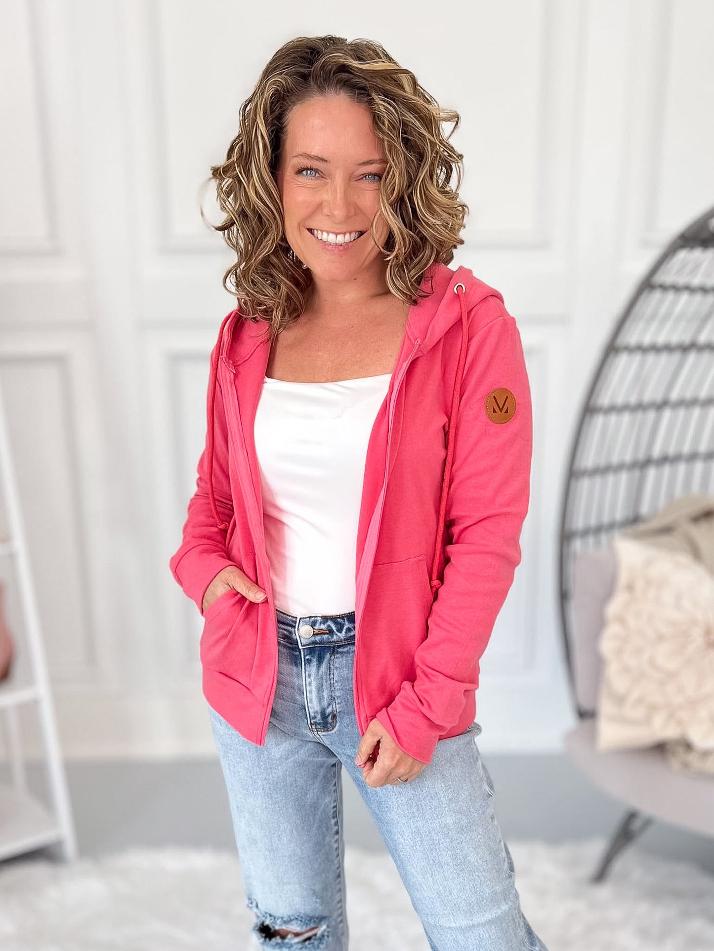 Coral Kissed Zip-up Hoodie