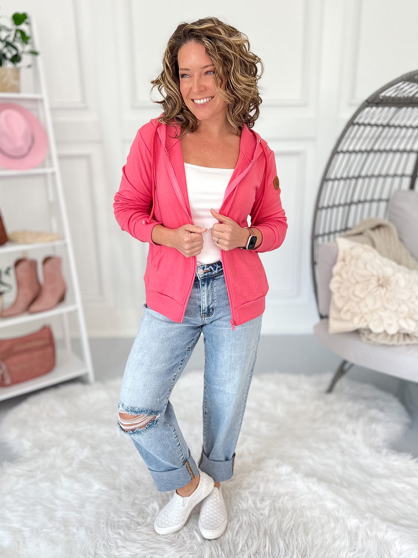 Coral Kissed Zip-up Hoodie