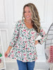 Sarah Ruffle 3/4 Sleeve - Holiday Berry