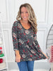 Sarah Ruffle 3/4 Sleeve - Evergreen Christmas