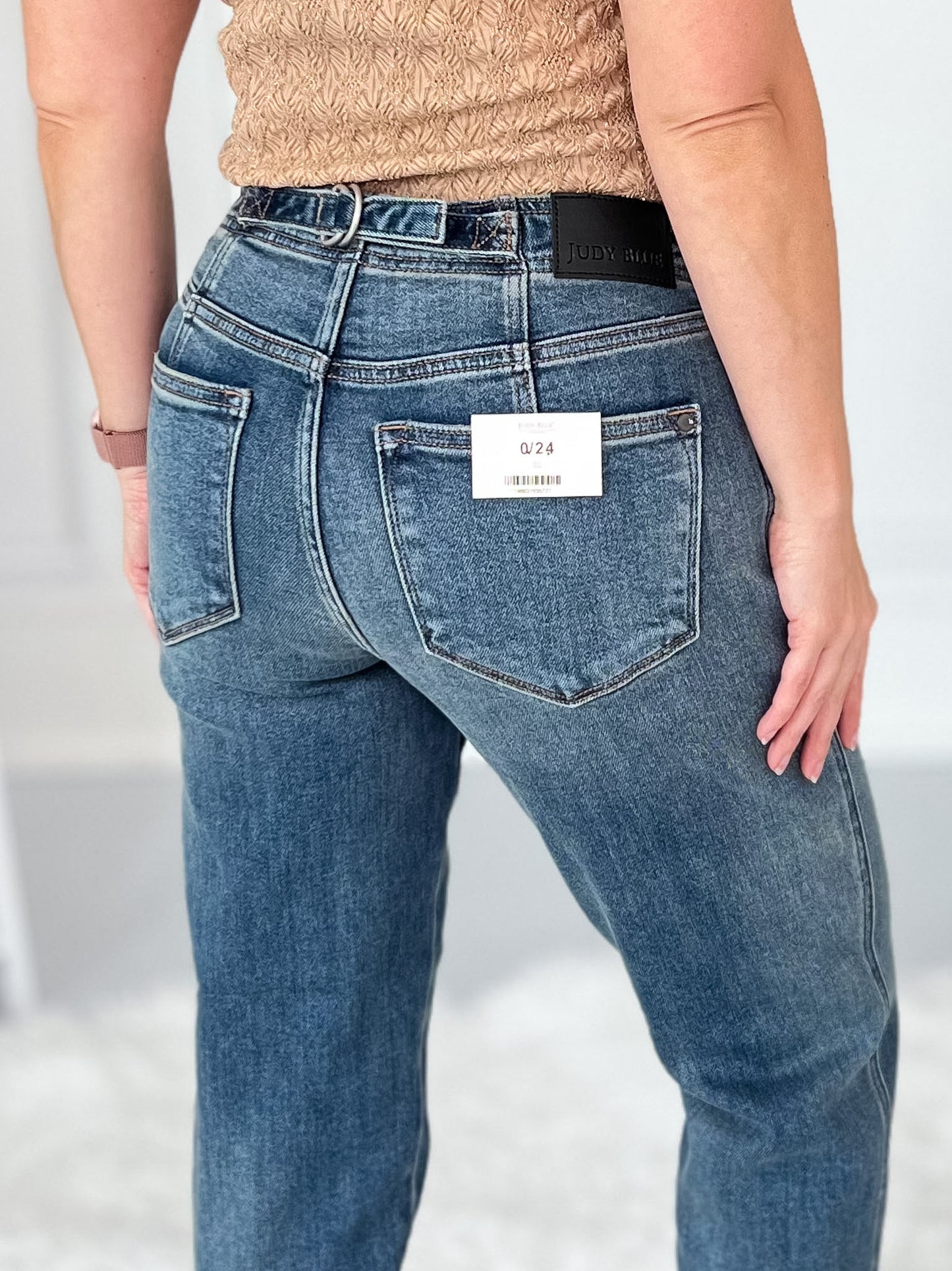 In A Cinch - Judy Blue Adjustable Back Boyfriend Jean with Hollywood Waist