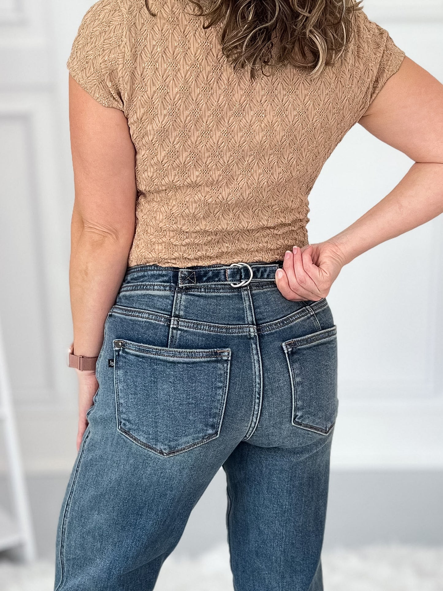 In A Cinch - Judy Blue Adjustable Back Boyfriend Jean with Hollywood Waist