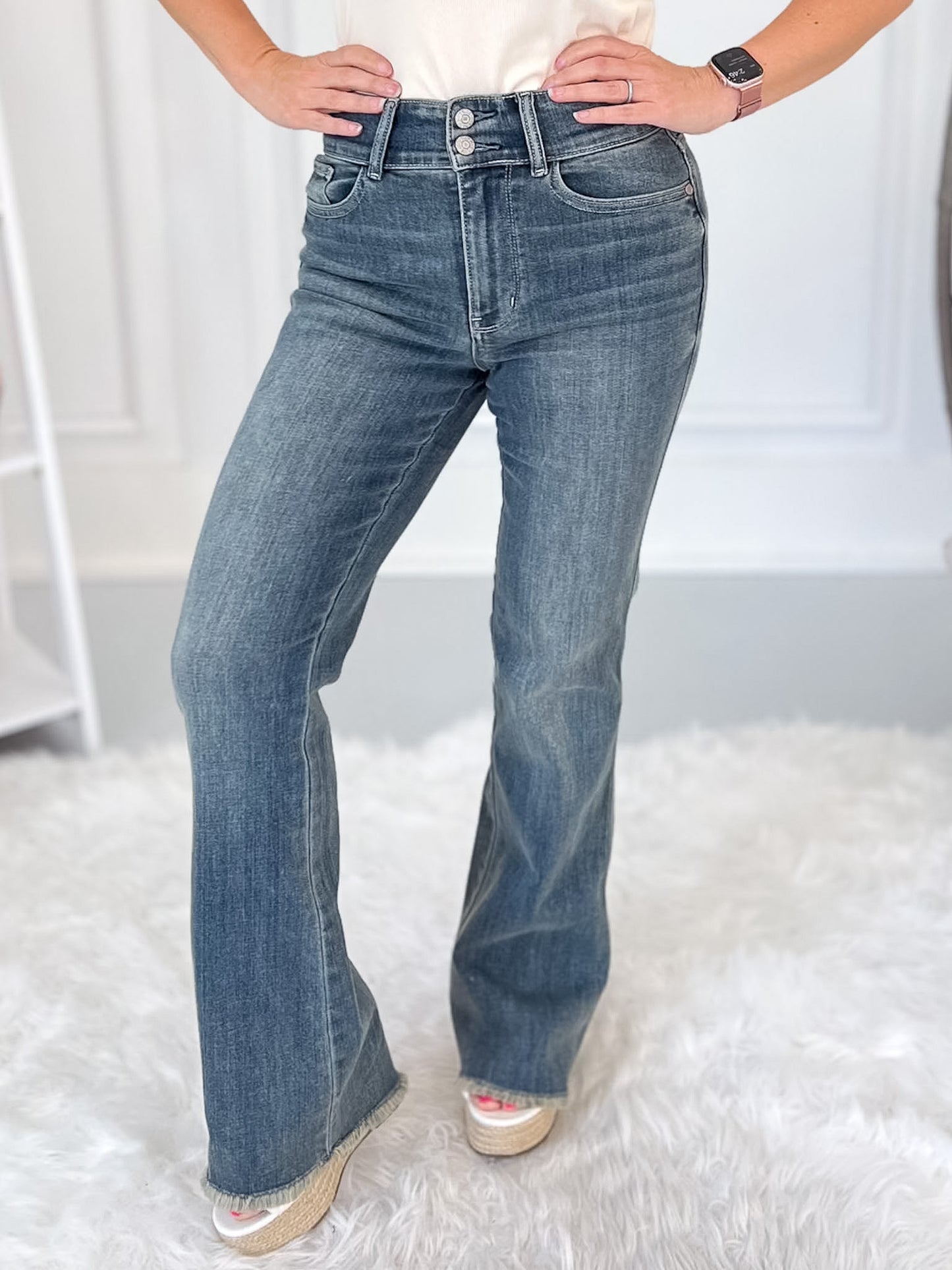 Retro Refined - Judy Blue Double Button Vintage Daisy Bootcut