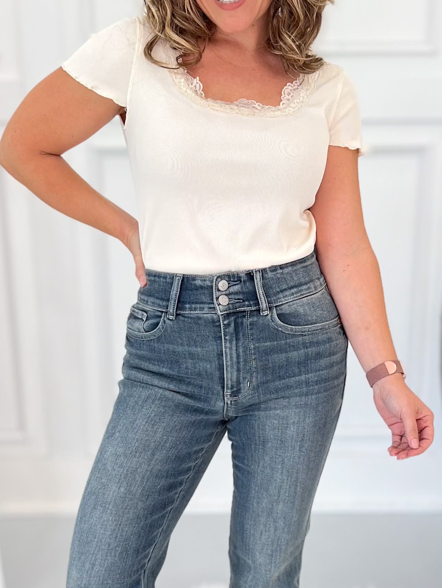 Retro Refined - Judy Blue Double Button Vintage Daisy Bootcut