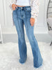 Retro Revival - Judy Blue Pintuck Fray Hem Flare Jean