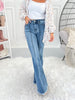 Retro Revival - Judy Blue Pintuck Fray Hem Flare Jean