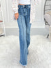 Retro Revival - Judy Blue Pintuck Fray Hem Flare Jean