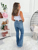 Retro Revival - Judy Blue Pintuck Fray Hem Flare Jean