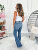 Retro Revival - Judy Blue Pintuck Fray Hem Flare Jean